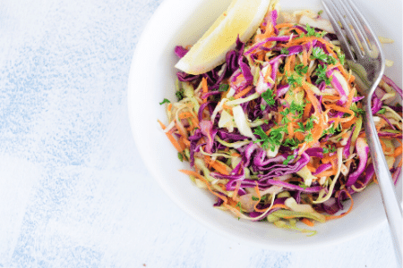 Can you freeze coleslaw? It should be freshly made, dressed in vinegar, and contain no mayonnaise.
